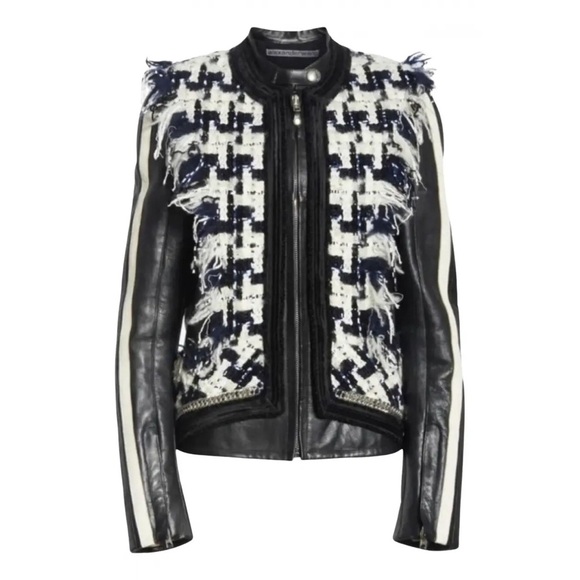 Alexander Wang Jackets & Blazers - Alexander Wang Oversized Leather & Tweed Hybrid Jacket Size S